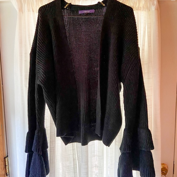 Madeline Ruffled Bell Sleeve Open Front Sweater - Picture 1 of 9